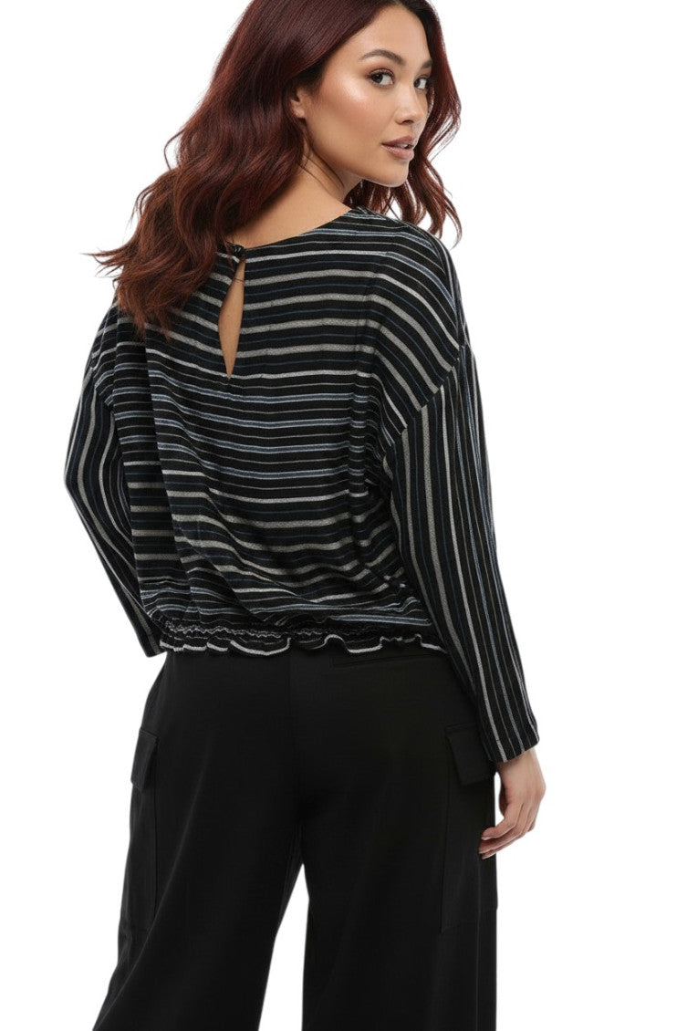Black Stripes Round Neck Top 2