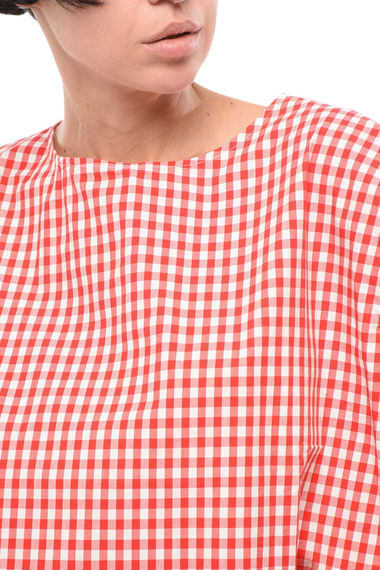 Red Checks Round Neck Top 3