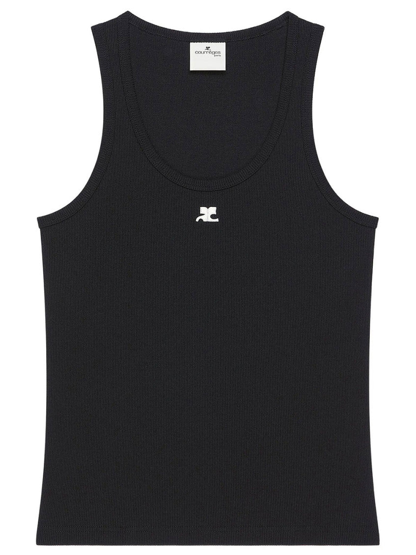 Black Knitted Scoop Neck Top 1