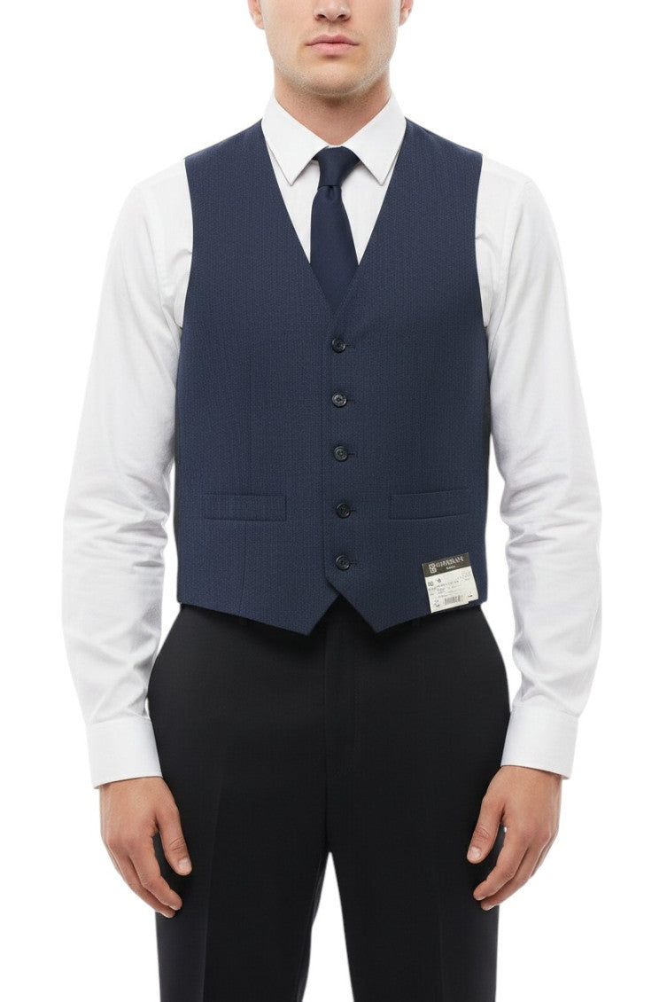 Blue Button Front Waistcoat 1