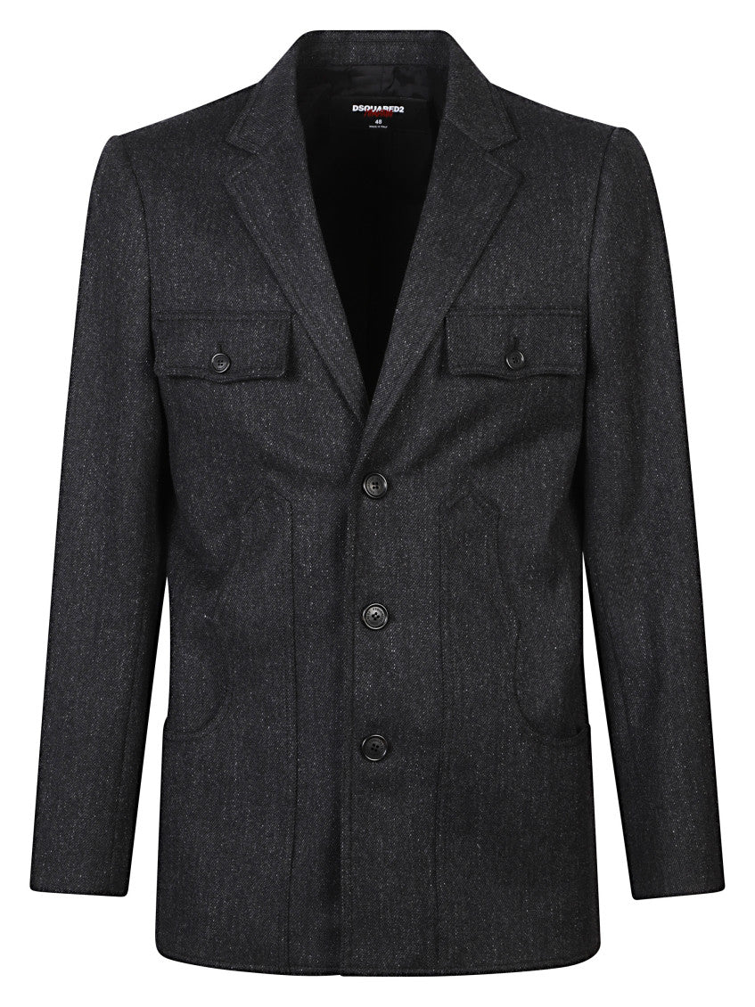 Dark Grey Single Breasted Blazer 1