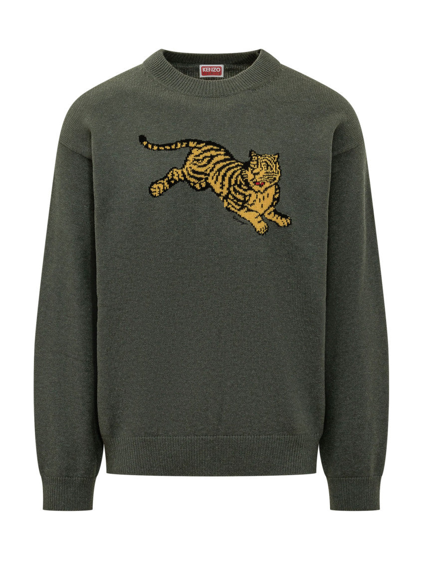 Green Knitted Crew Neck Sweater 1