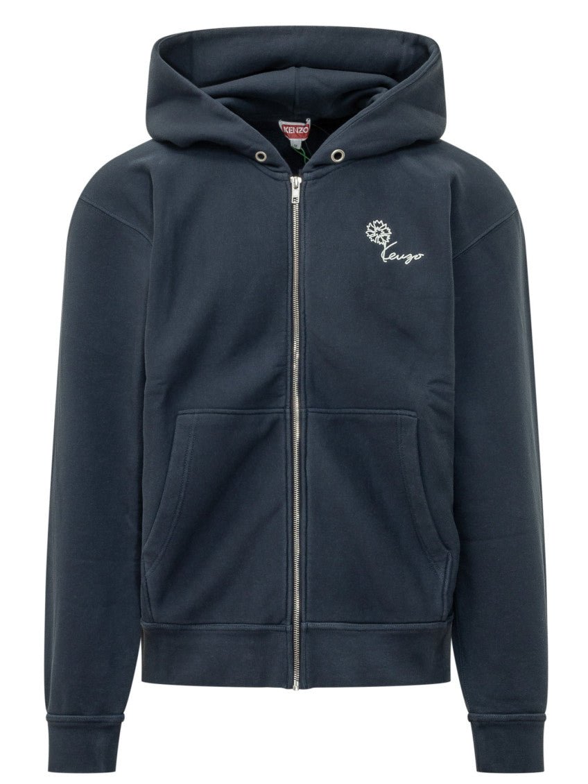 Blue Logo Zip Up Hoodie 1