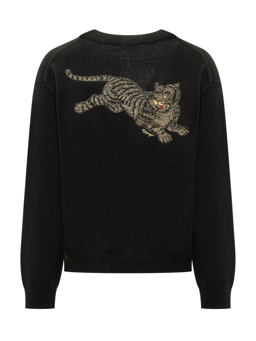 Black Logo V Neck Cardigan 2