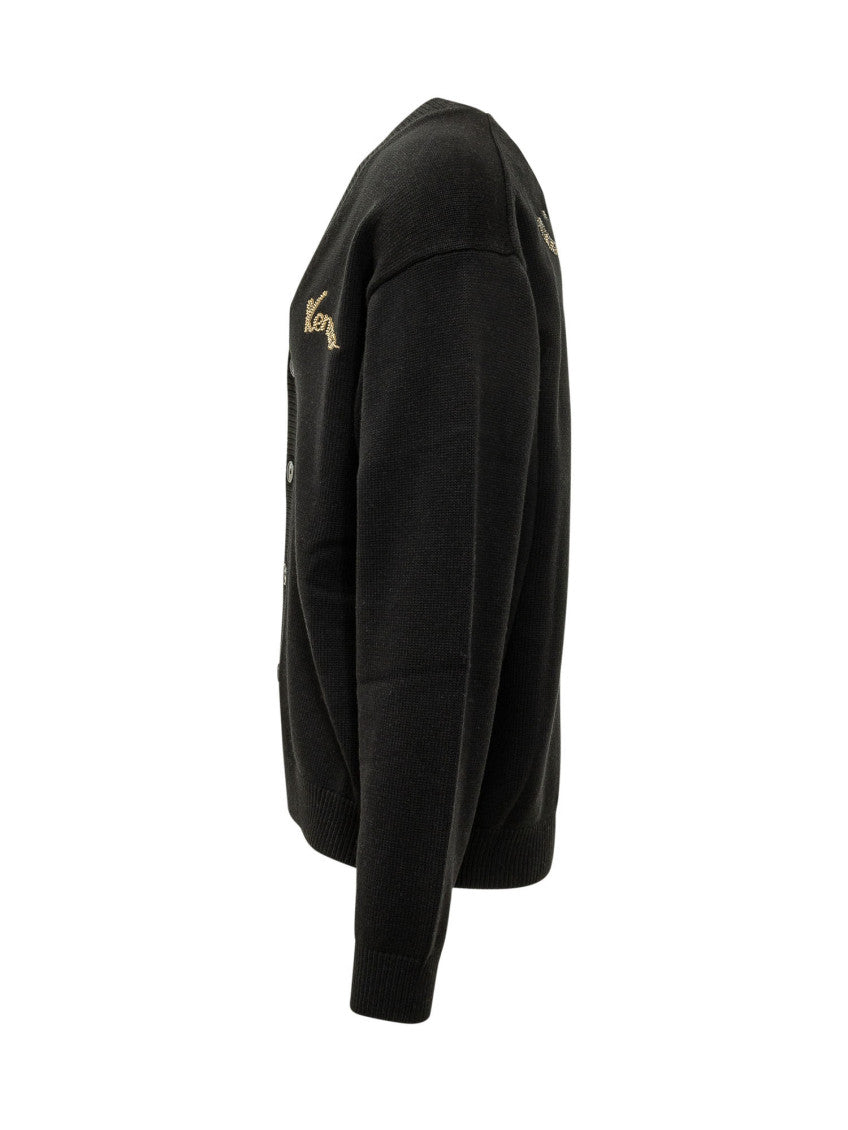 Black Logo V Neck Cardigan 3