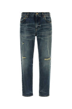 Blue Distressed Mid Rise Jeans 1
