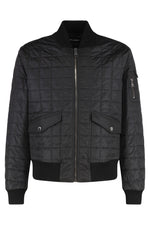 Black Quilted Band Collar Jacket 1