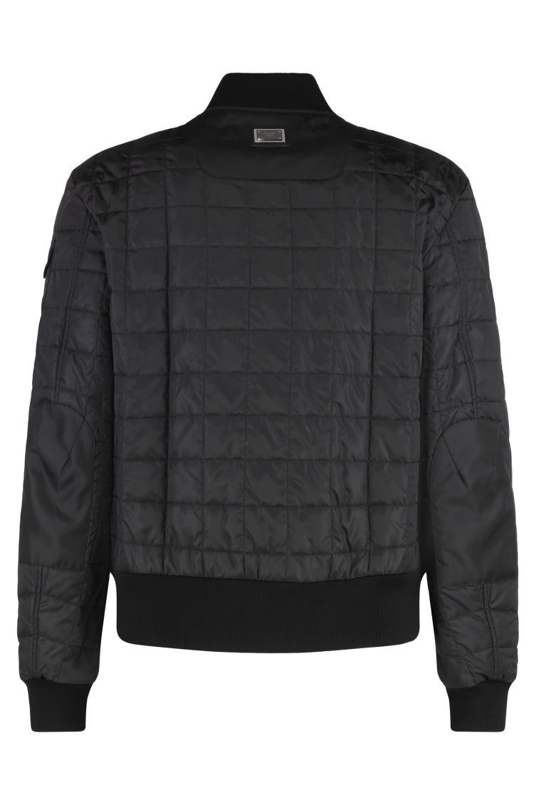 Black Quilted Band Collar Jacket 2