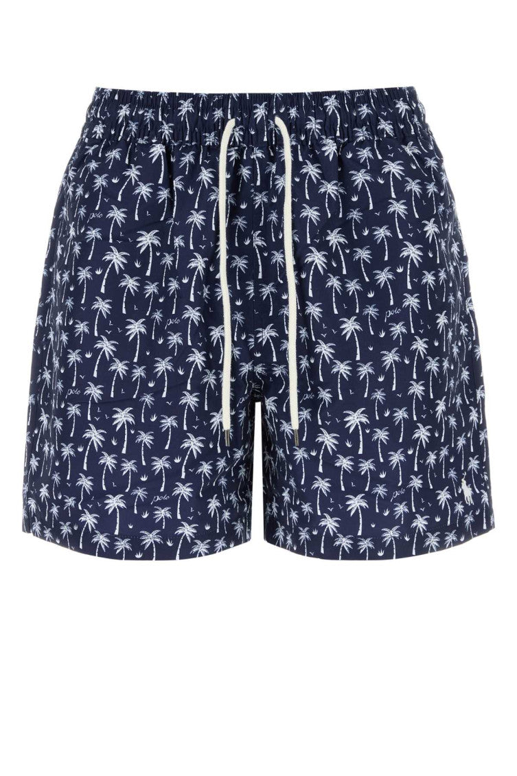 Blue Printed Swim Shorts 1