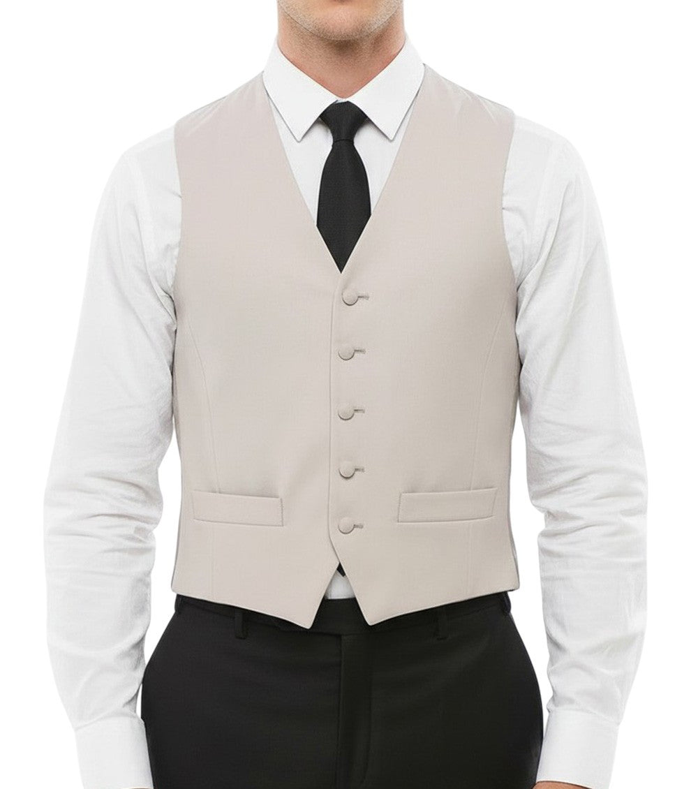 Light Beige Solid Waistcoat 1