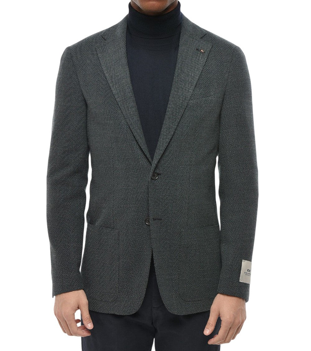 Dark Green Notched Lapel Blazer 1