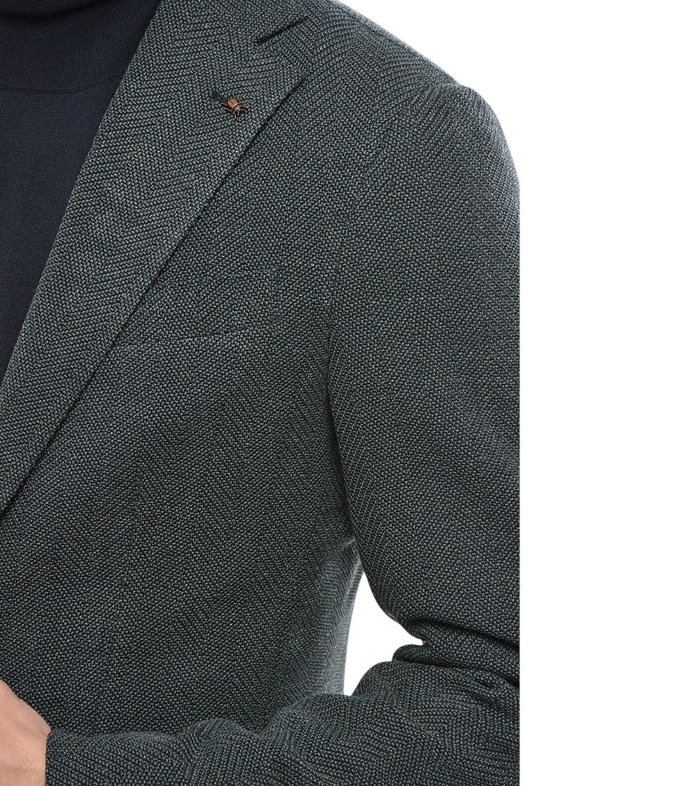 Dark Green Notched Lapel Blazer 3