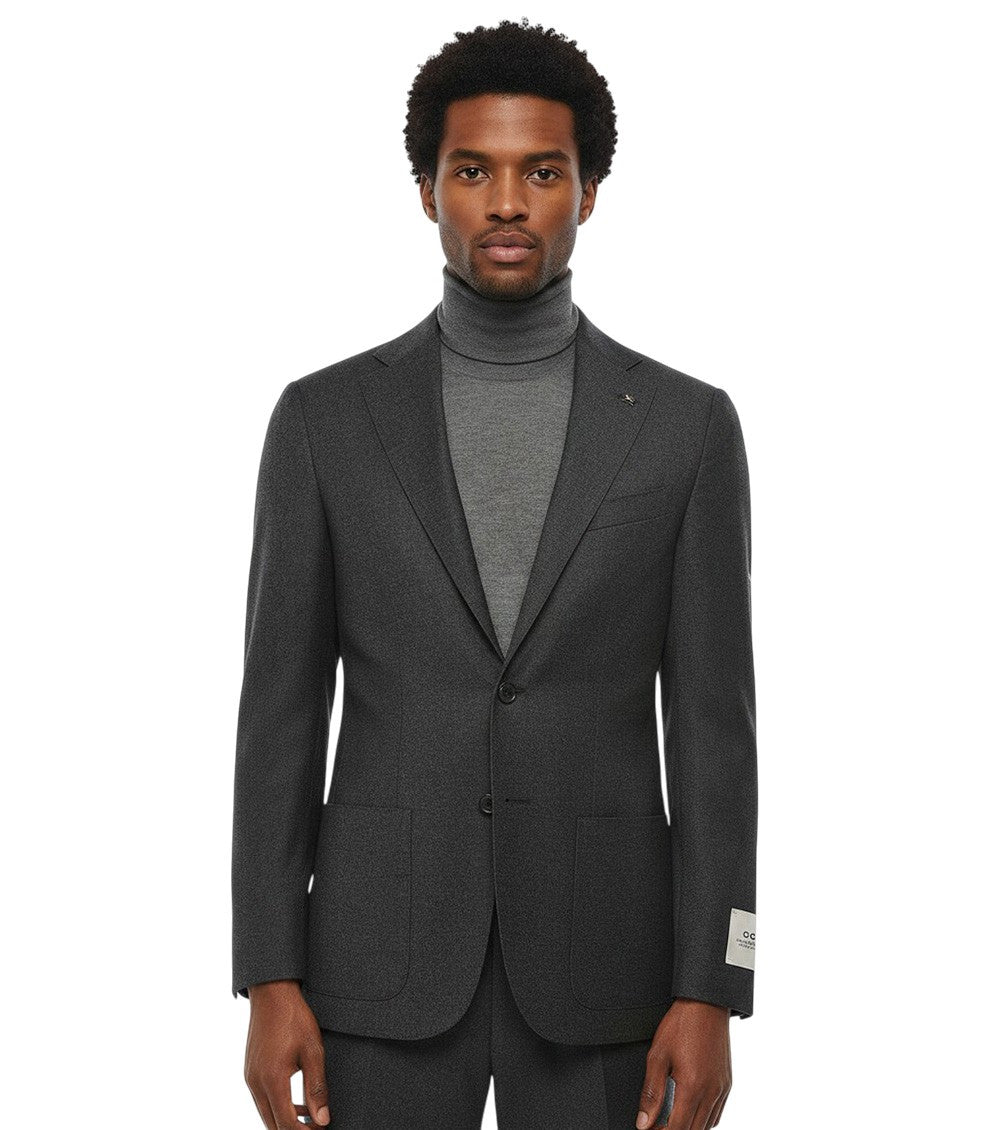 Dark Grey Notched Lapel Blazer 1