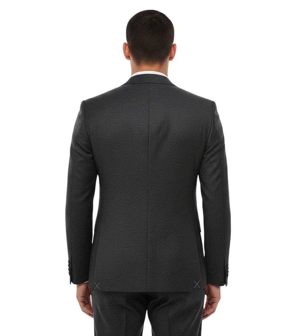 Dark Grey Notched Lapel Blazer 2