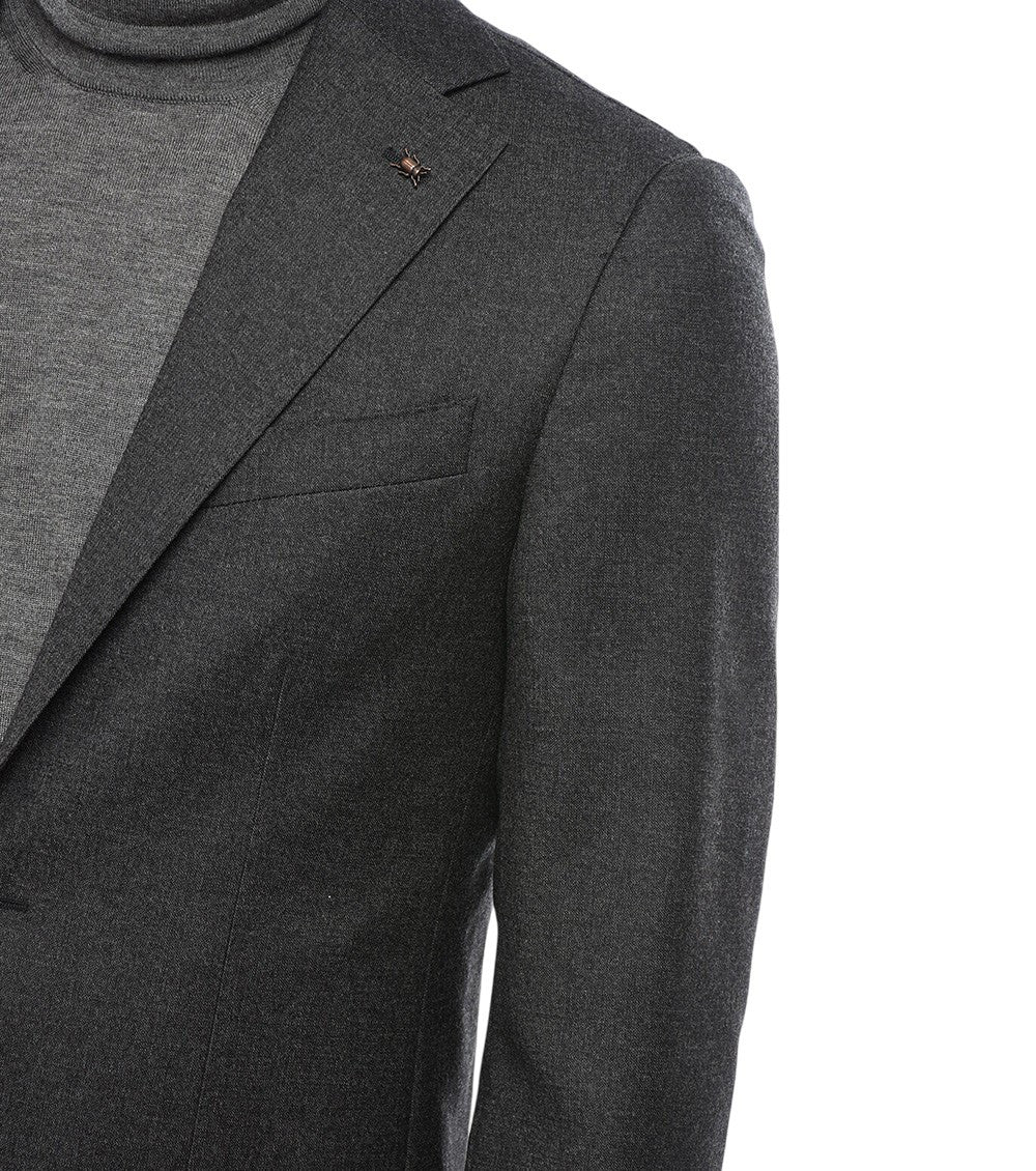 Dark Grey Notched Lapel Blazer 3