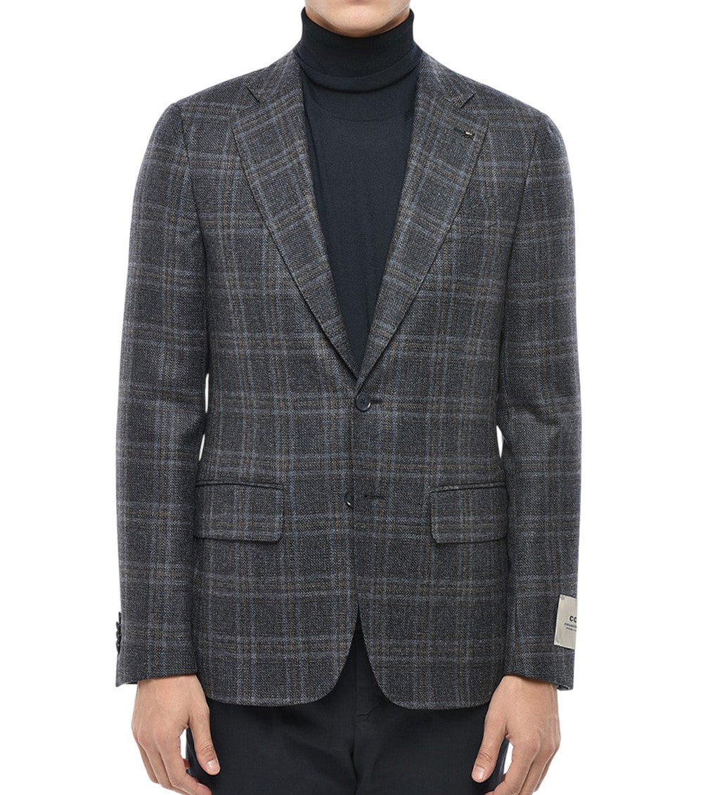 Charcoal Grey Plaid Blazer 1