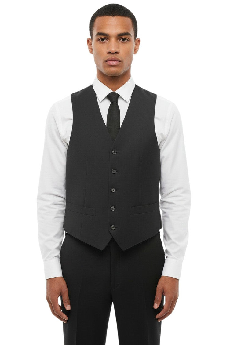 Charcoal Grey Solid Waistcoat 1