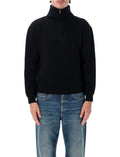 Black Knitted Half Zip Sweater 1