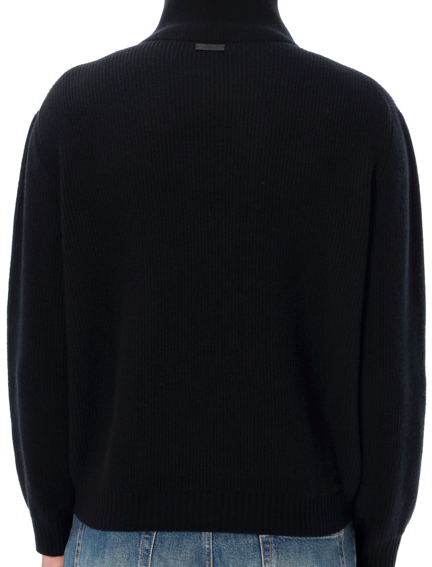 Black Knitted Half Zip Sweater 3