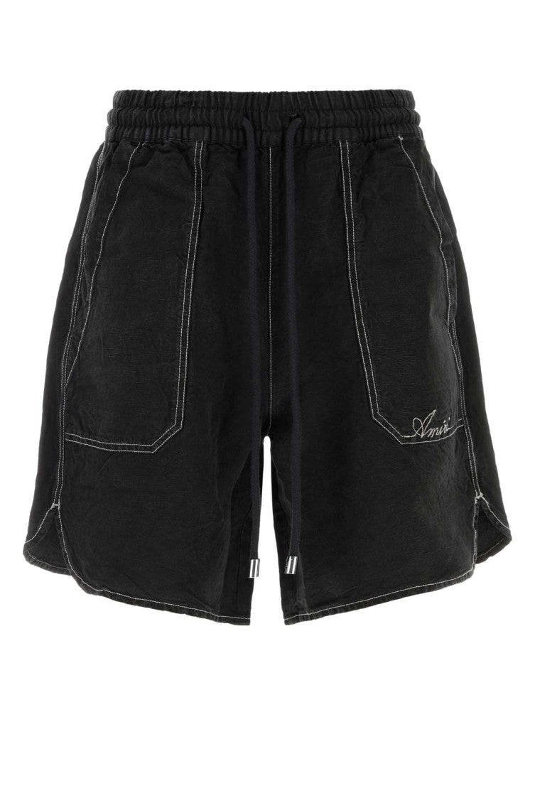 Black Drawstring Logo Shorts 1