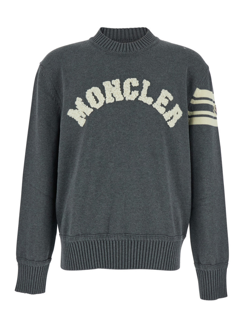 Grey Crew Neck Logo Sweater 1