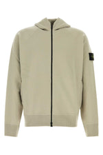 Beige Solid Zip Up Hoodie 1
