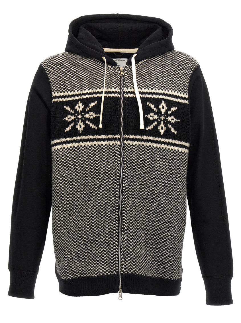 BlackWhite Jacquard Insert Hoodie 1