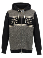 BlackWhite Jacquard Insert Hoodie 1