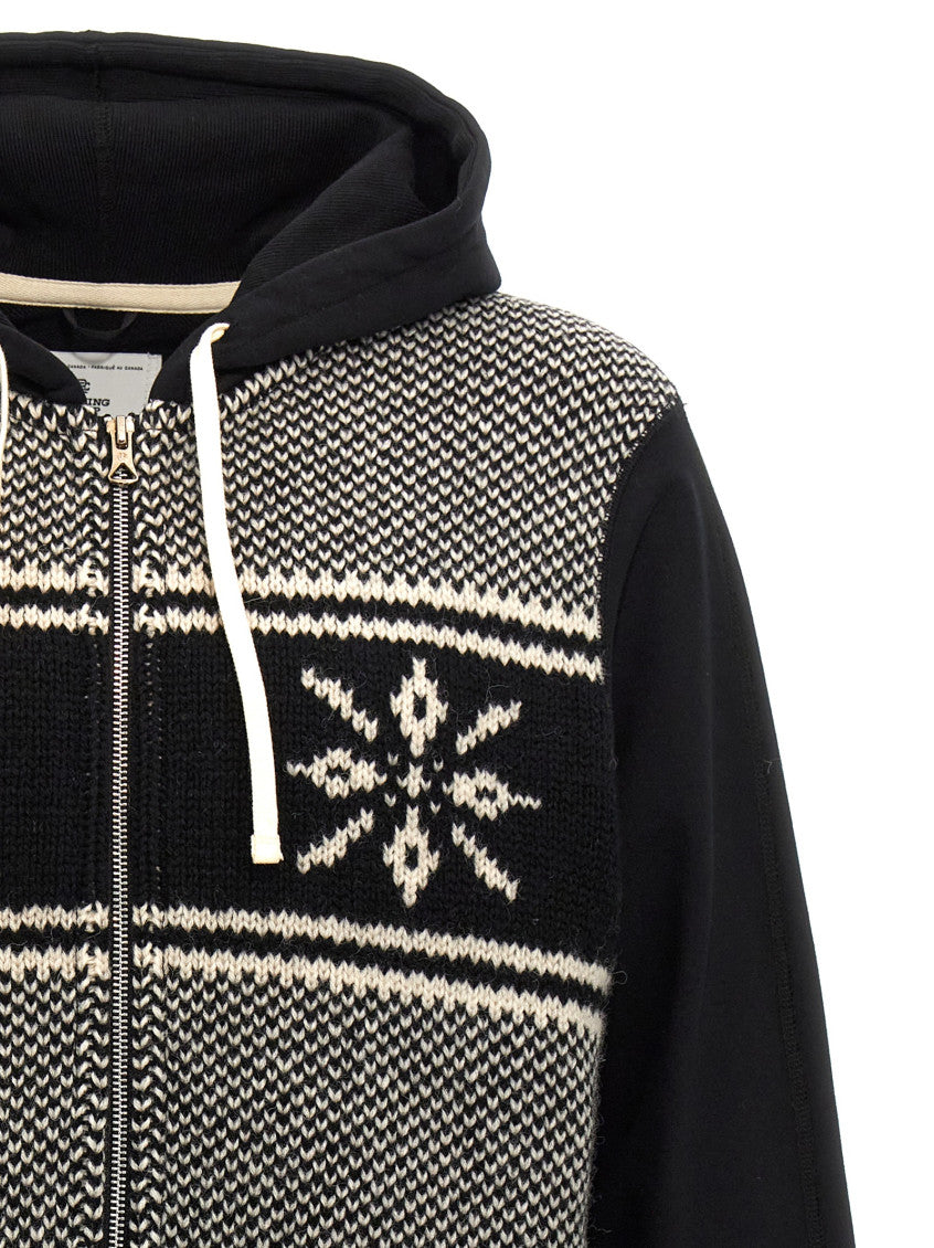 BlackWhite Jacquard Insert Hoodie 3