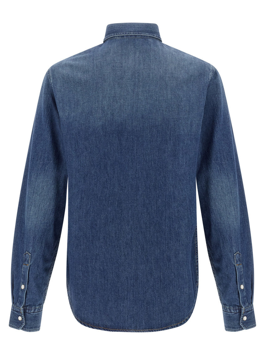 Blue 'Medusa' patch shirt 2