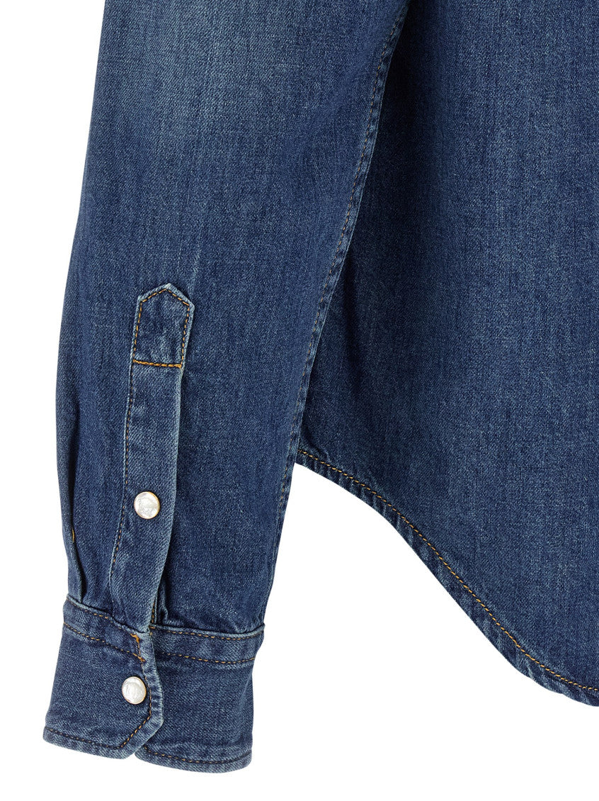 Blue 'Medusa' patch shirt 4