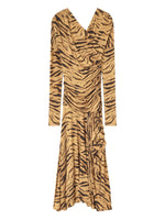 Khaki Tiger Print Ruched Dress 1