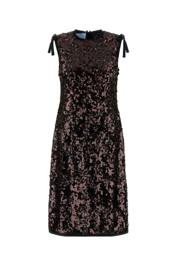 Dark Brown Sequin Sleeveless Midi Dress 1
