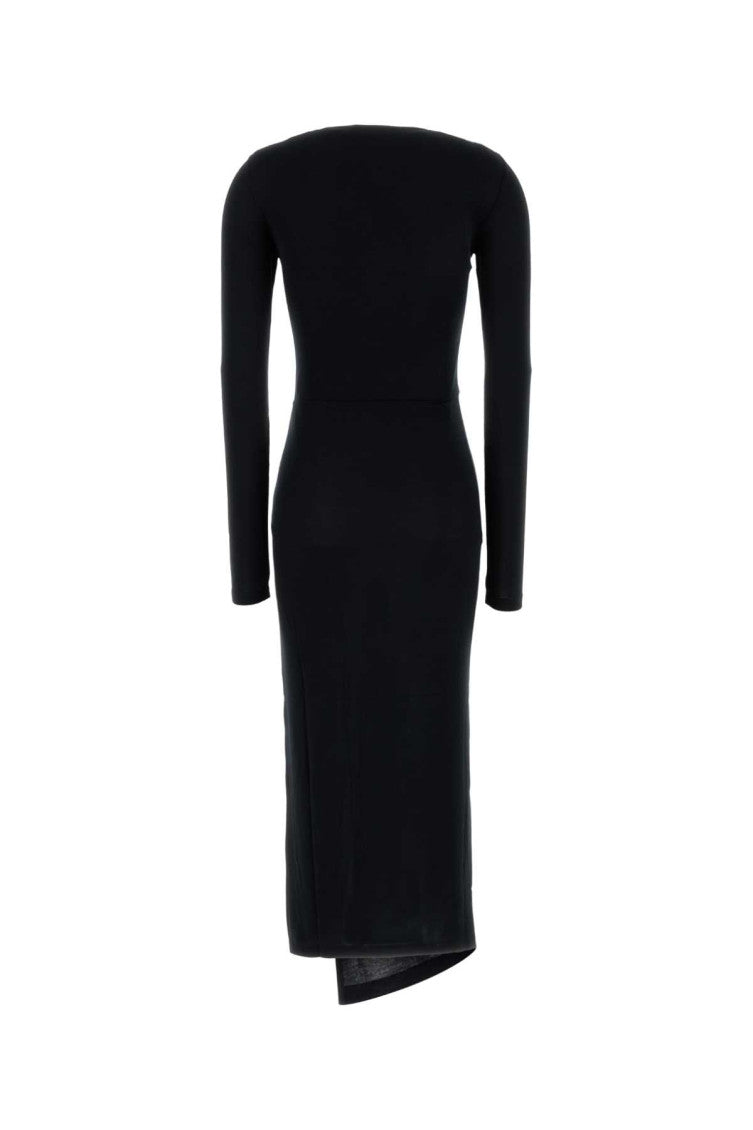 Black Jelina Long Draped Jersey Dress 2