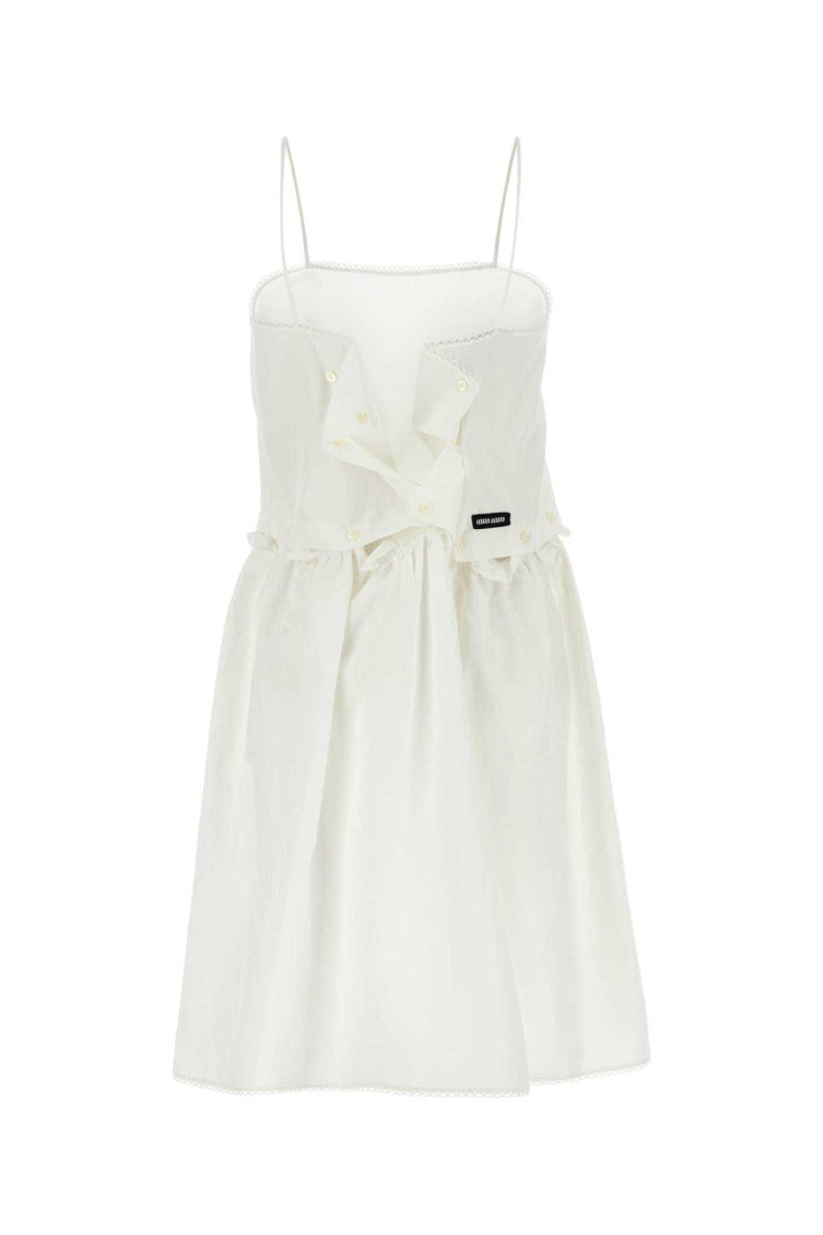 White Slubbed Poplin Dress 2