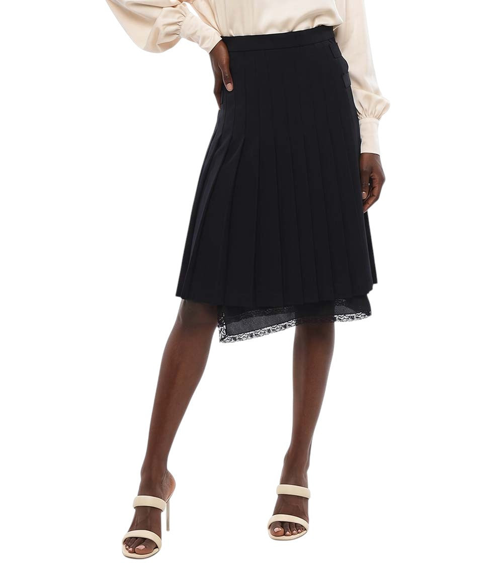 Black Pleated Knee Length Skirt 1