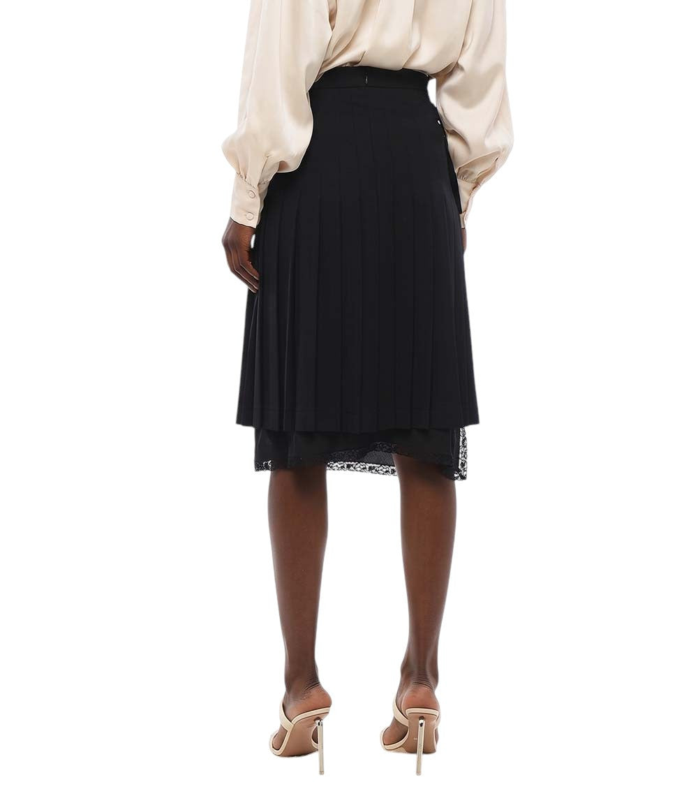Black Pleated Knee Length Skirt 2