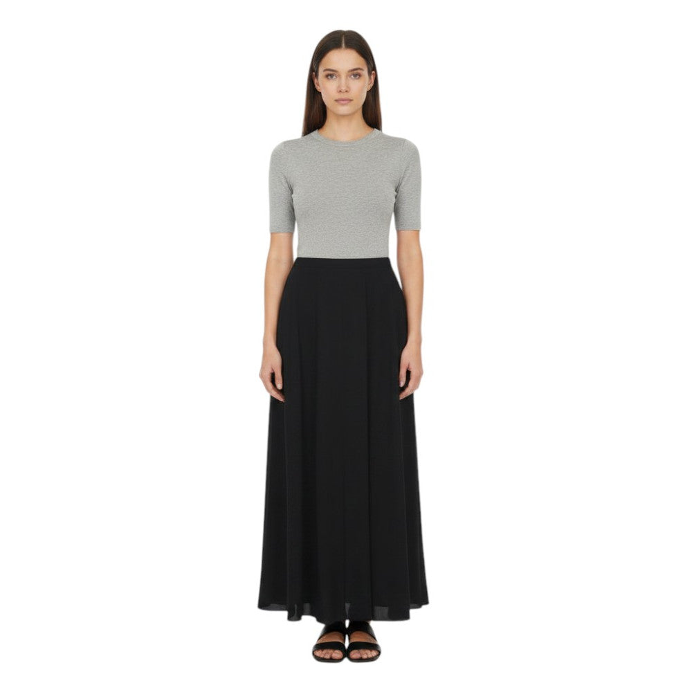 Black Solid Midi Skirt 1