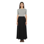 Black Solid Midi Skirt 1