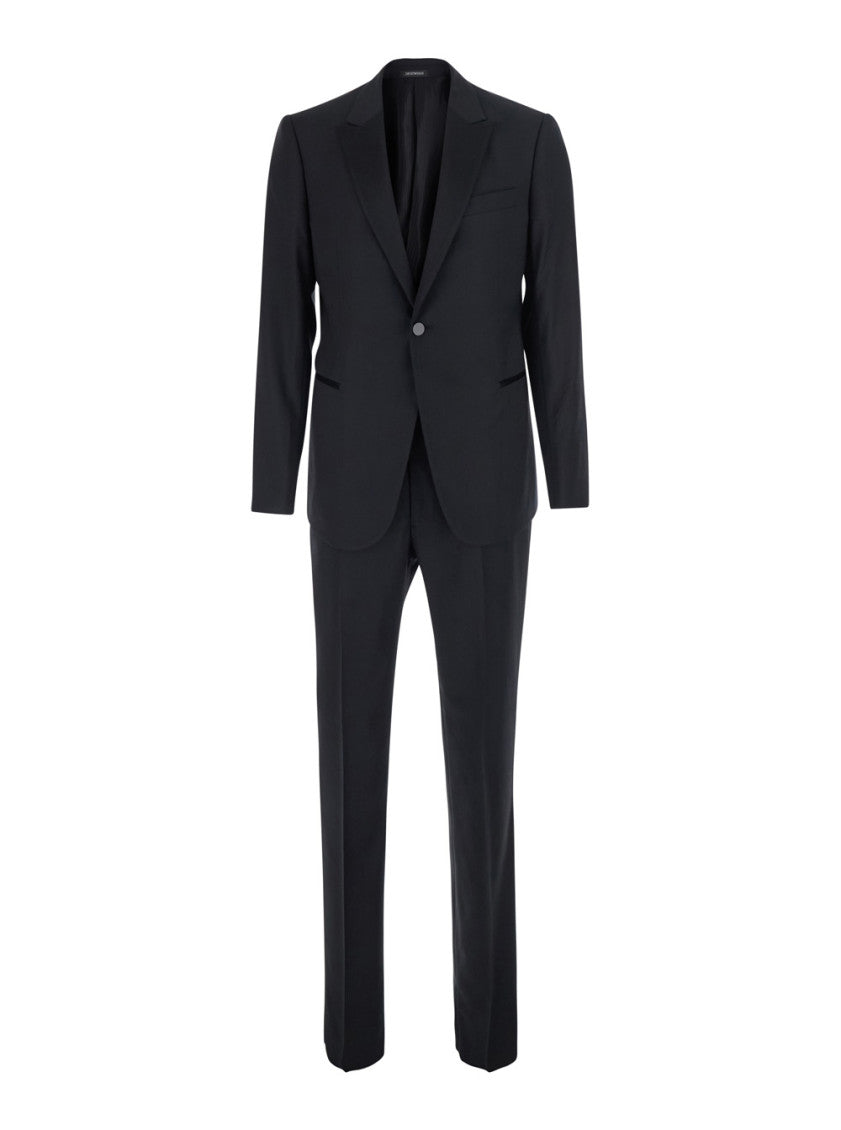Black Peaked Lapel Suit 1