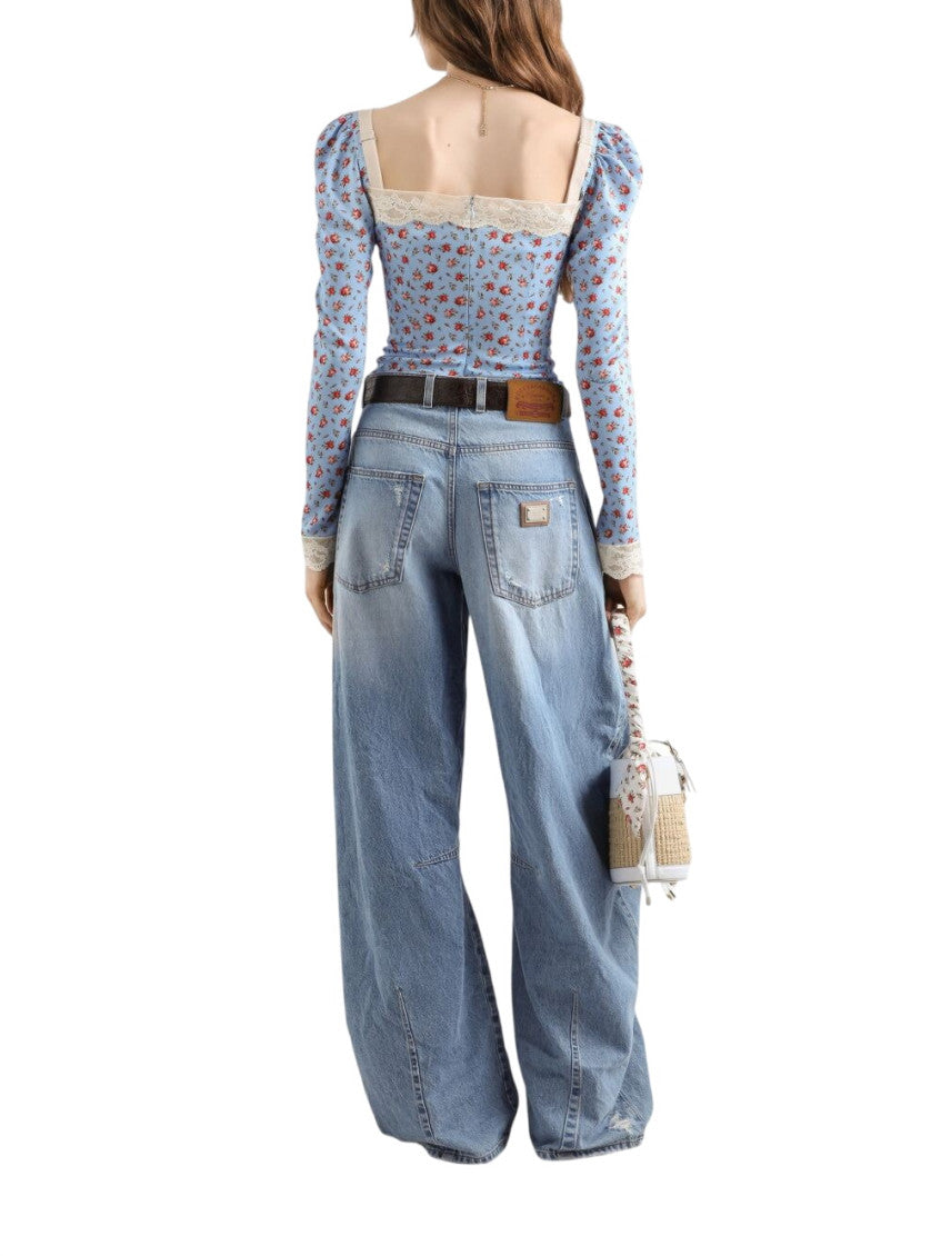 Sky Blue Straight High Rise Jean 5