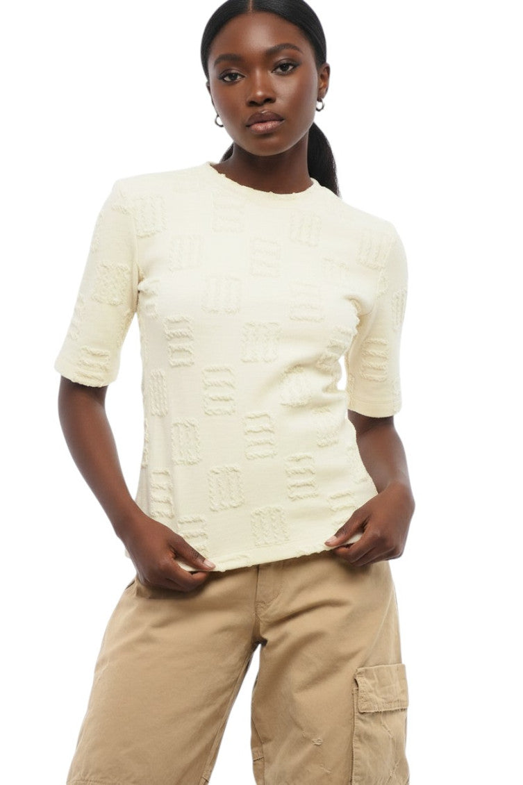Beige Crew Neck T-Shirt 1