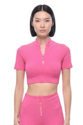 Pink Mock Collar T-Shirt 1