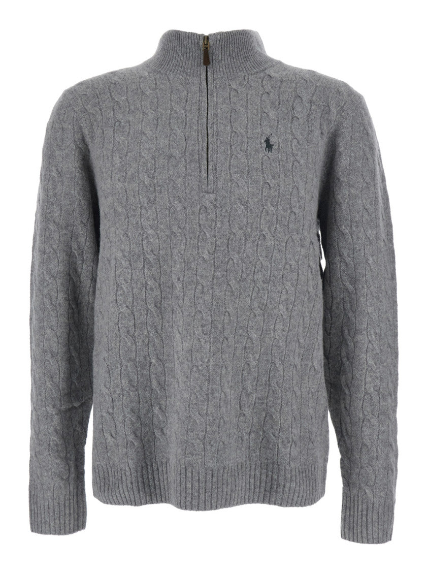 Grey Knitted Logo Sweater 1
