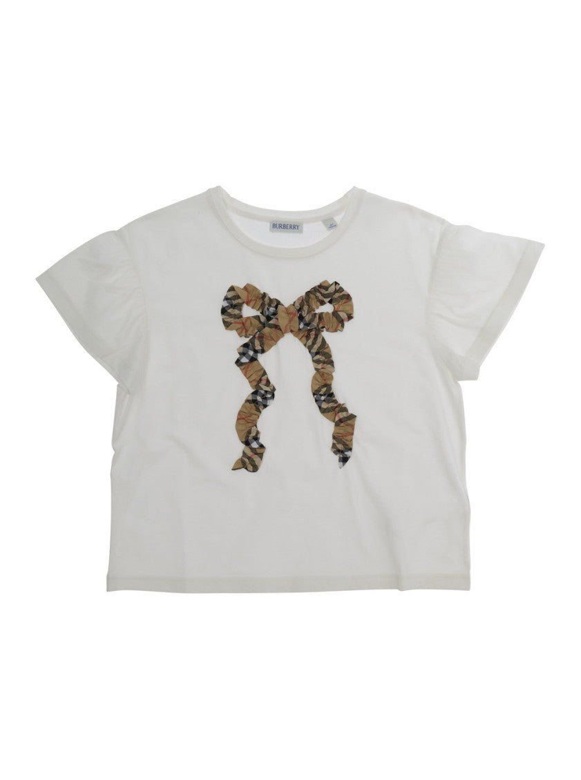 Girls White Bow T-Shirt 1