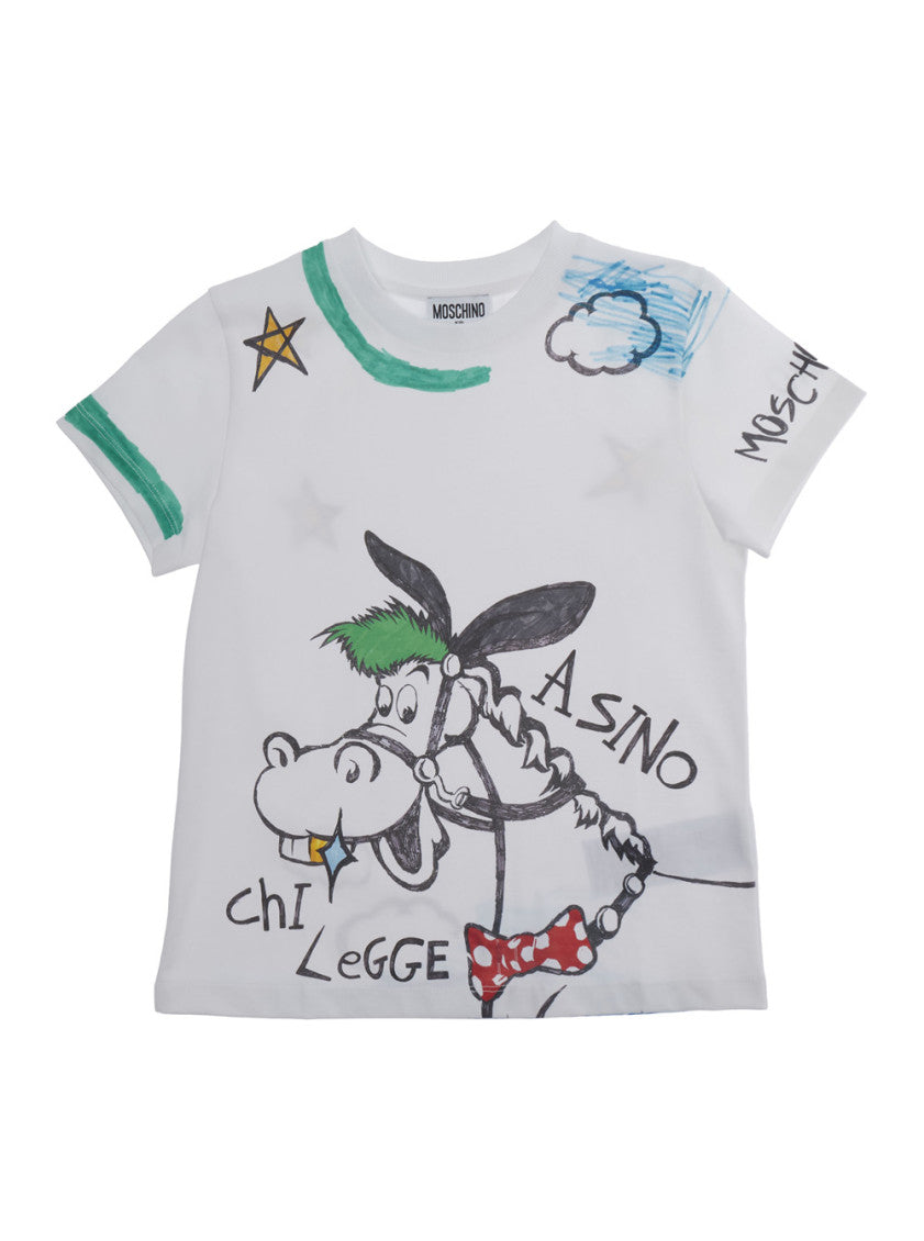 Boys White Printed T-Shirt 1