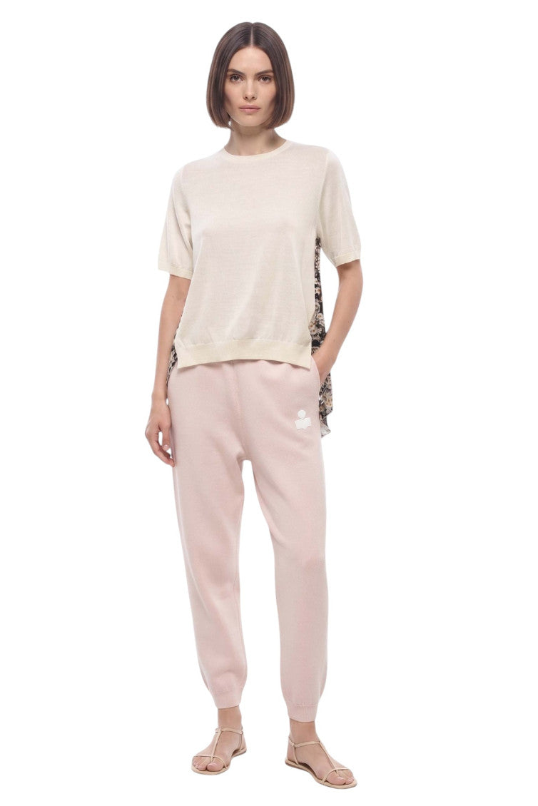 Off White Floral Crew Neck Top 4