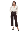 Brown Straight Flat Front Pants 1