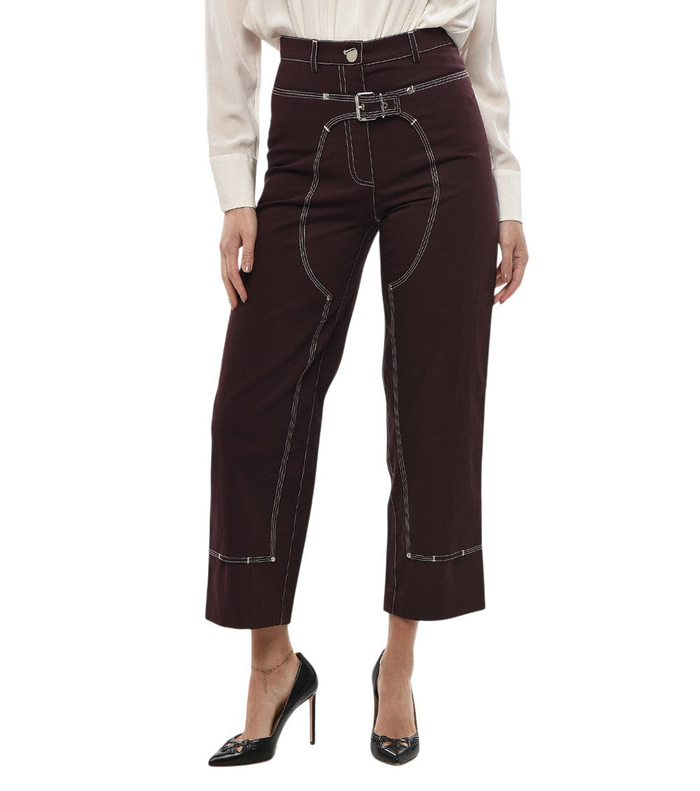 Brown Straight Flat Front Pants 2
