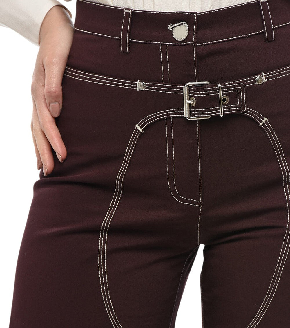 Brown Straight Flat Front Pants 4
